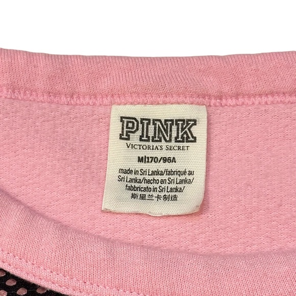 Victorias Secret PINK Pink Nation Campus Crew Mesh V-Neck Sweatshirt Size M - Picture 7 of 8